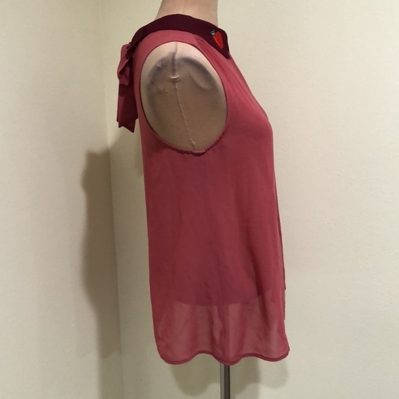 ModCloth Flavor Fusion Blouse Size Medium Mauve Pink Burgundy Red Apples - Picture 5 of 9
